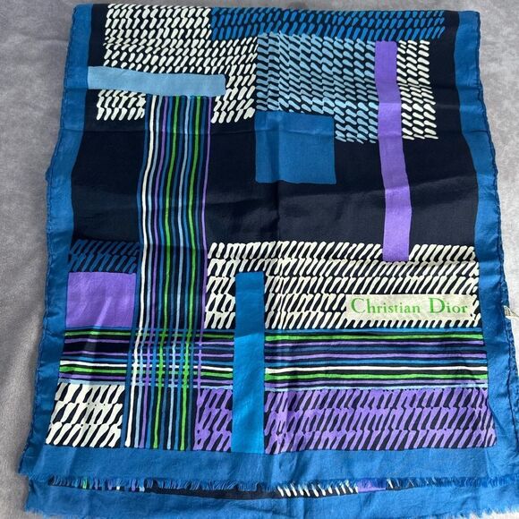 Vintage Christian Dior Silk Graphic Scarf - Picture 1 of 9